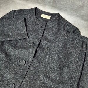 Vintage women's 2pc PENDLETON Suit Jacket Skirt set Dark Gray 100% Wool size 10